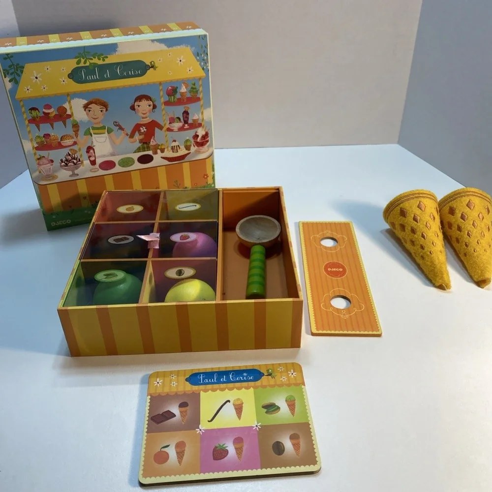 Djeco Ice Cream Parlor Paul et Cerise French Pretend Imagination Toy Play READ